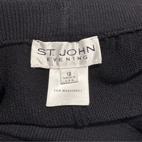 ST-JOHN Evening Sz 12 Wool Rayon Blend Elastic Pencil Skirt Unlined Back Slit - Picture 4 of 6